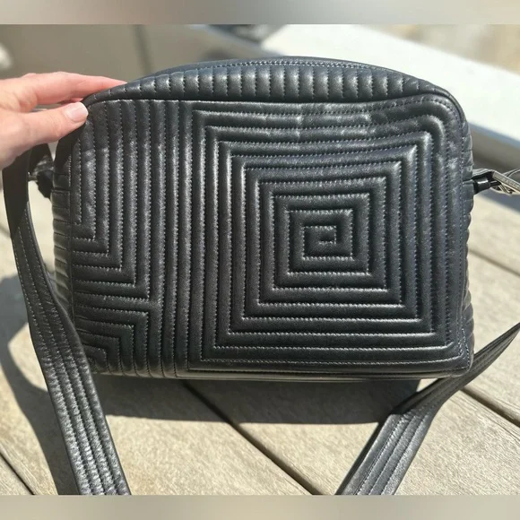 Bally Black Lambskin Quilted Geometric Shoulder Bag | Vintage | EUC - Picture 3 of 13